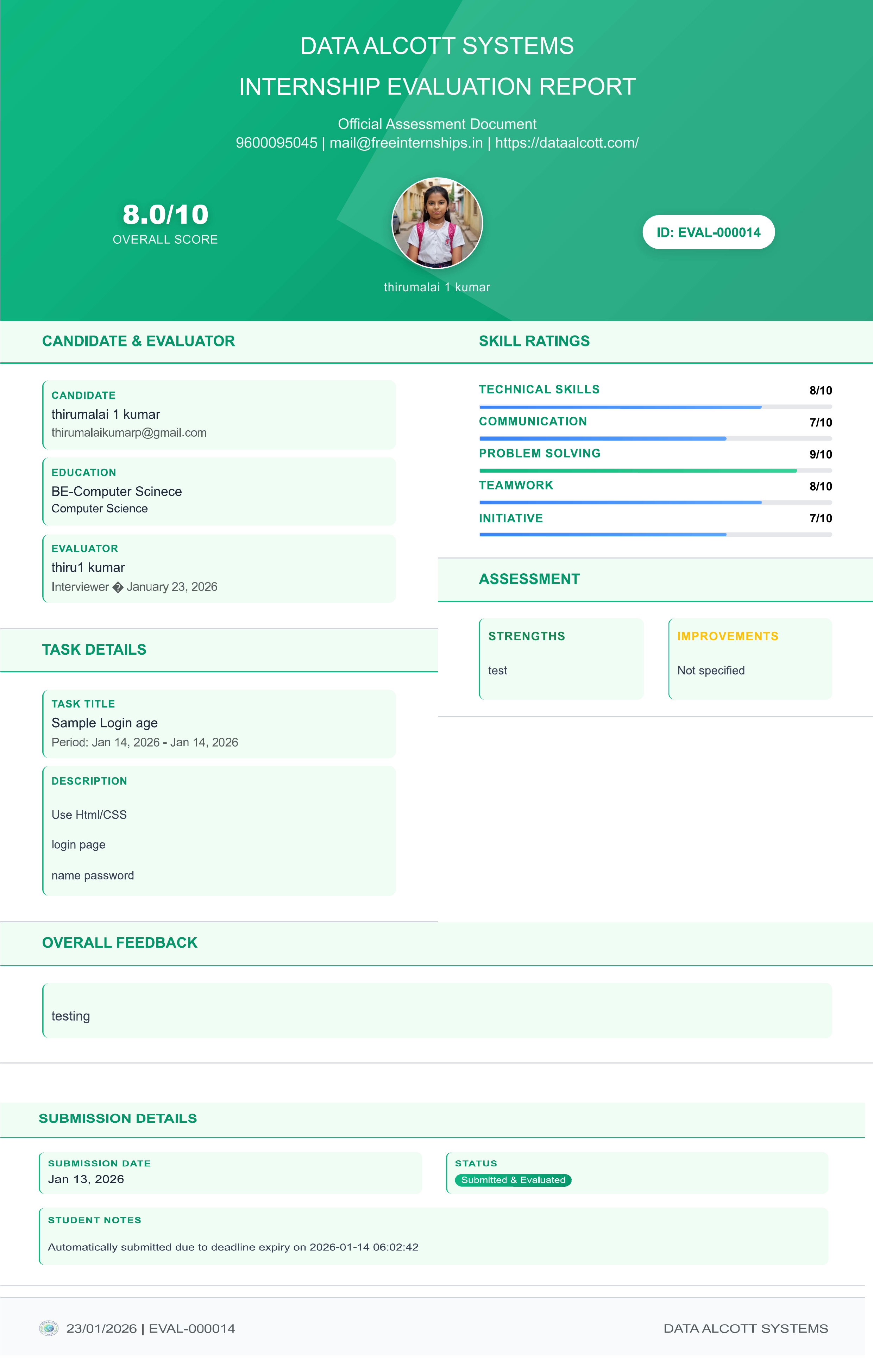 Internship Task Evaluation Report